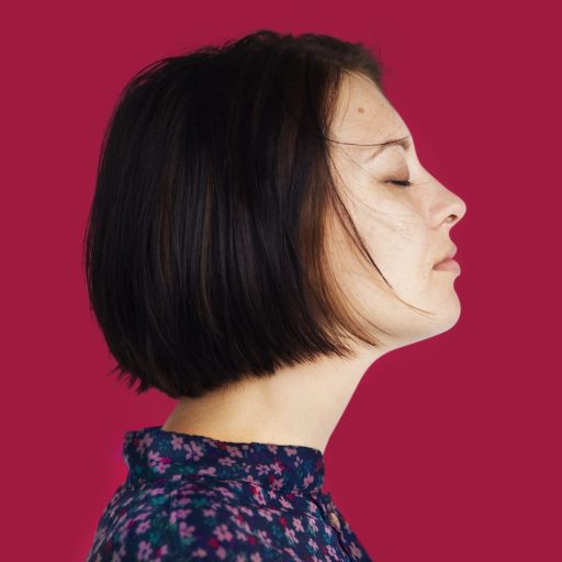 Woman side view close eyes